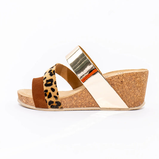 Tricolor ženske papuče - Braon-Leopard-Zlatne