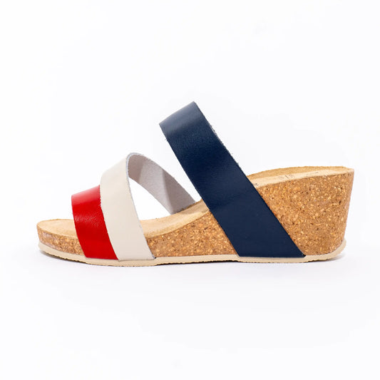 Tricolor ženske papuče - Crvene-Bež-Teget