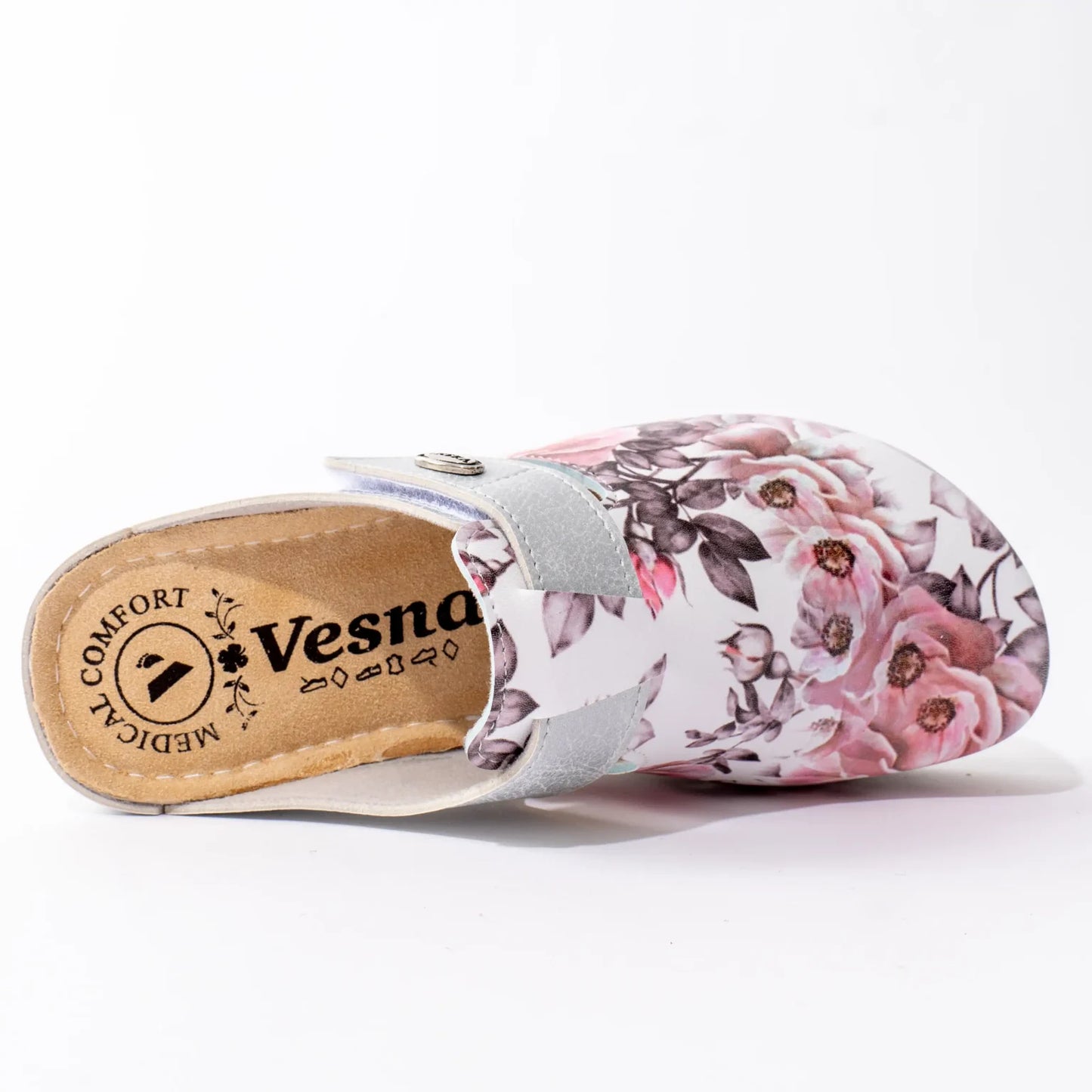 Vera ženske klompe - Cvetne sa sivim
